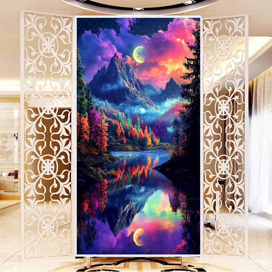 Resin Art Images - Odwrócony obraz Diamentowa mozaika kolor drzewa
