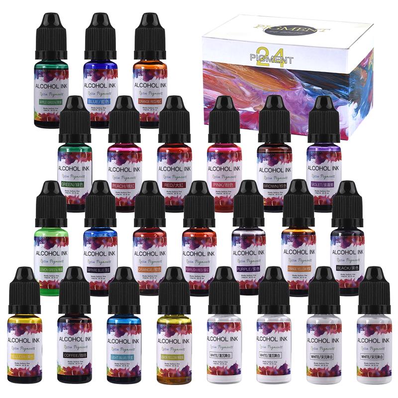 Resin Pigment Alcohol Ink - 24 kolor/zestaw 10ml żywica Pigment Art