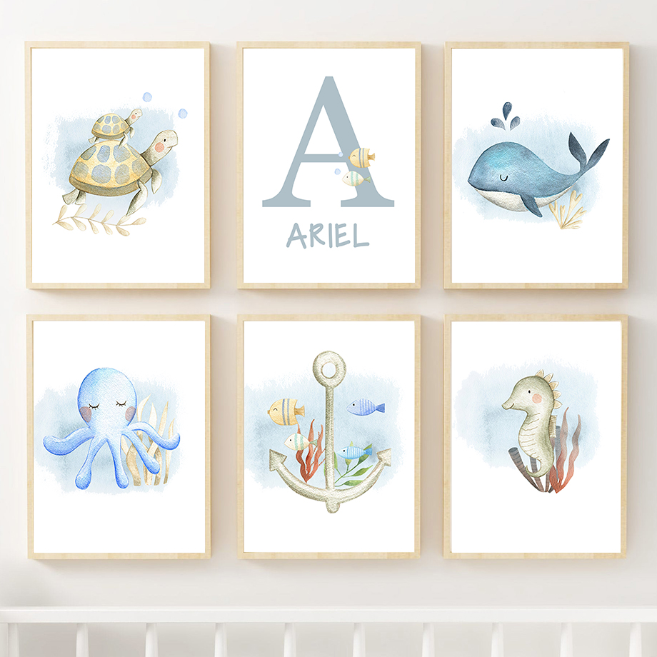 Resin Art Name - Mural na ścianę z motywem morskich