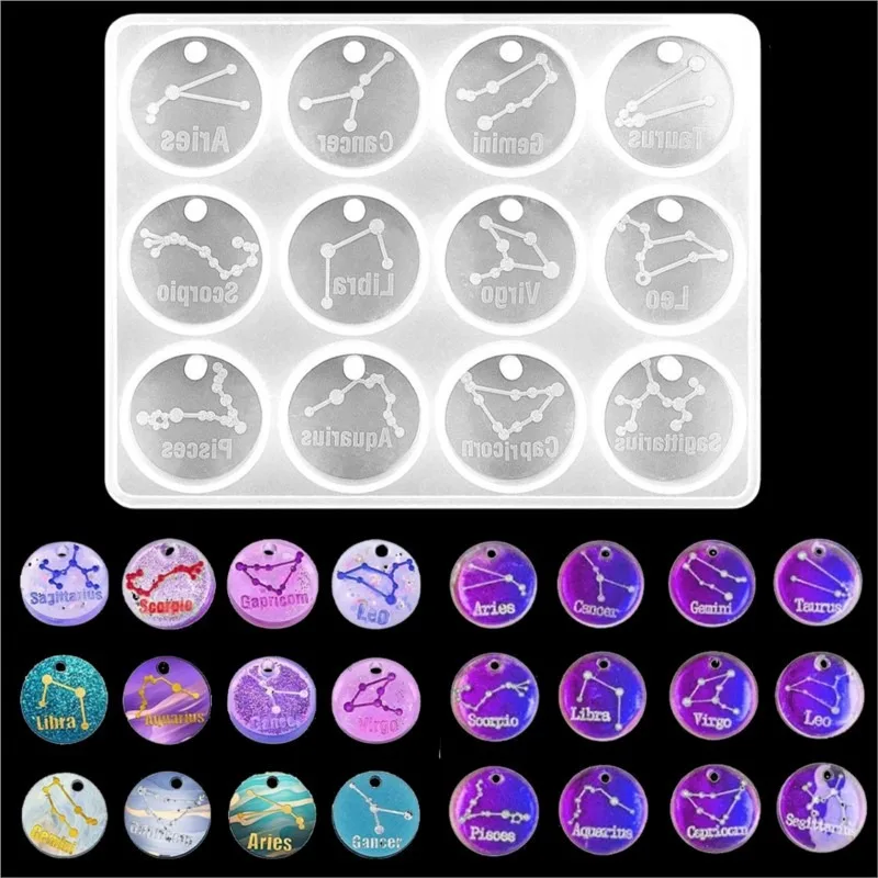 Resin Art Acrylic - 12 konstelacji zodiaku formy żywiczne okrągła