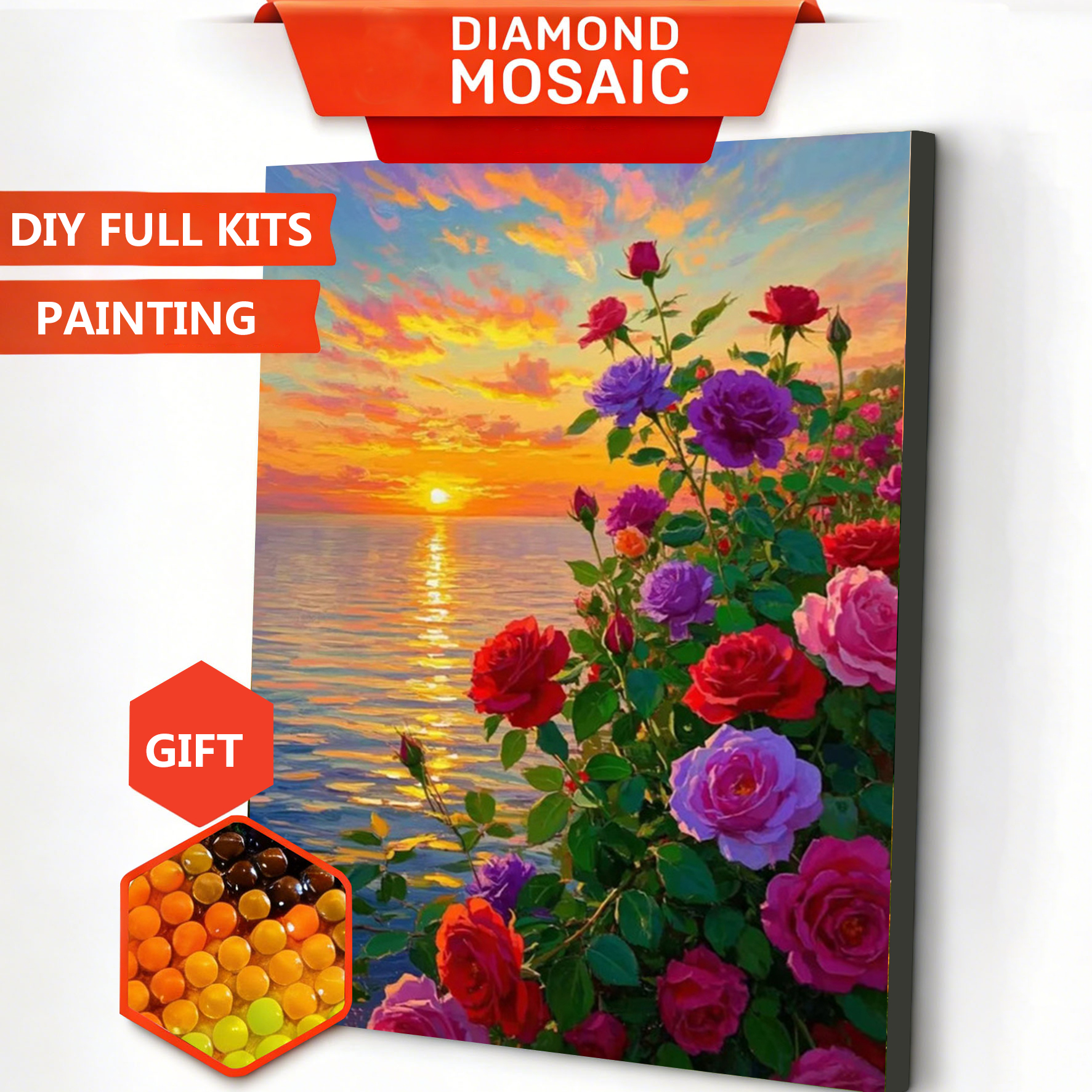 Resin Art Of Rose - AZQSD Obrazki diamentowe z motywem róży,