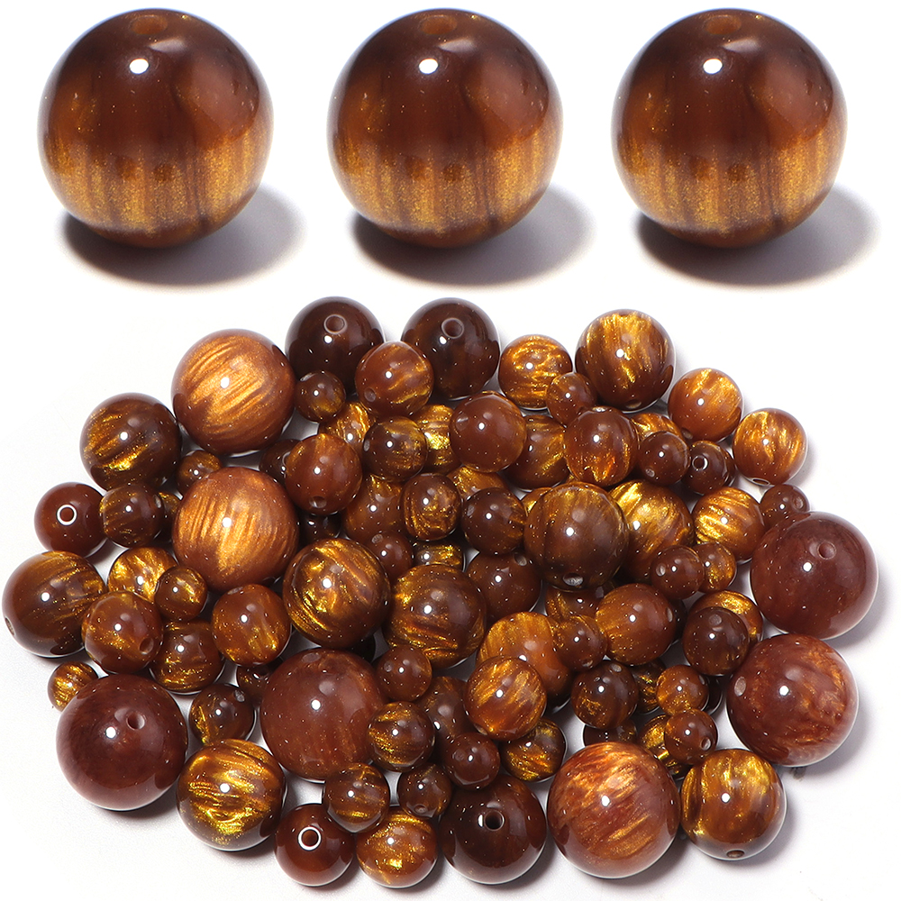 Resin Art Love - 5-30 szt./partia 8-20mm Pozłacane Koraliki z