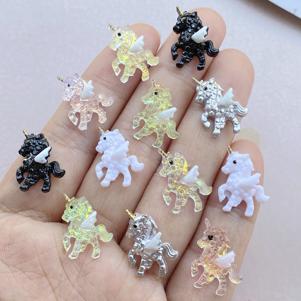 Resin Art Design For Wedding - 10Pcs Cute Mini Cartoon Unicorn Nail