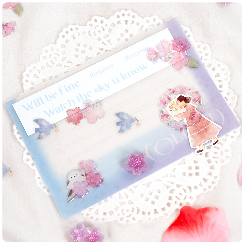 Resin Art Sticker - Japoński styl Sakura Crystal 3D Naklejki