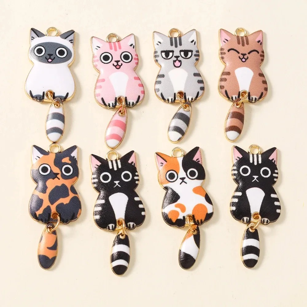 Resin Art Love - 10 szt. 16×39mm Urocze Kreskówkowe Kotki