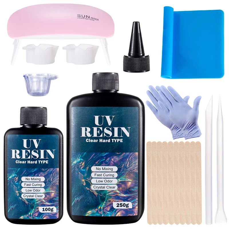 Uv Resin Clear Hard - Zestaw kleju z twardej żywicy UV