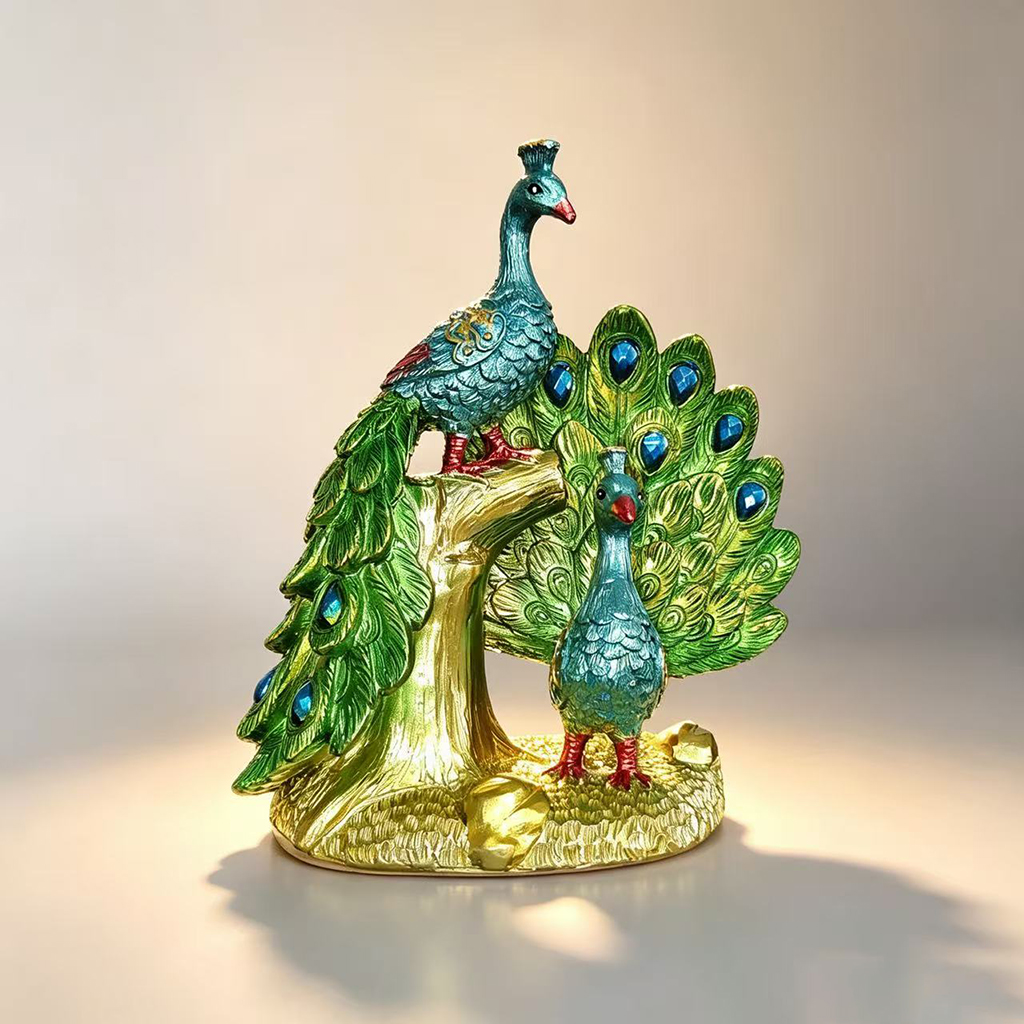 Resin Art Gift For Anniversary - Luksusowa rzeźba pawia z żywicy, złota