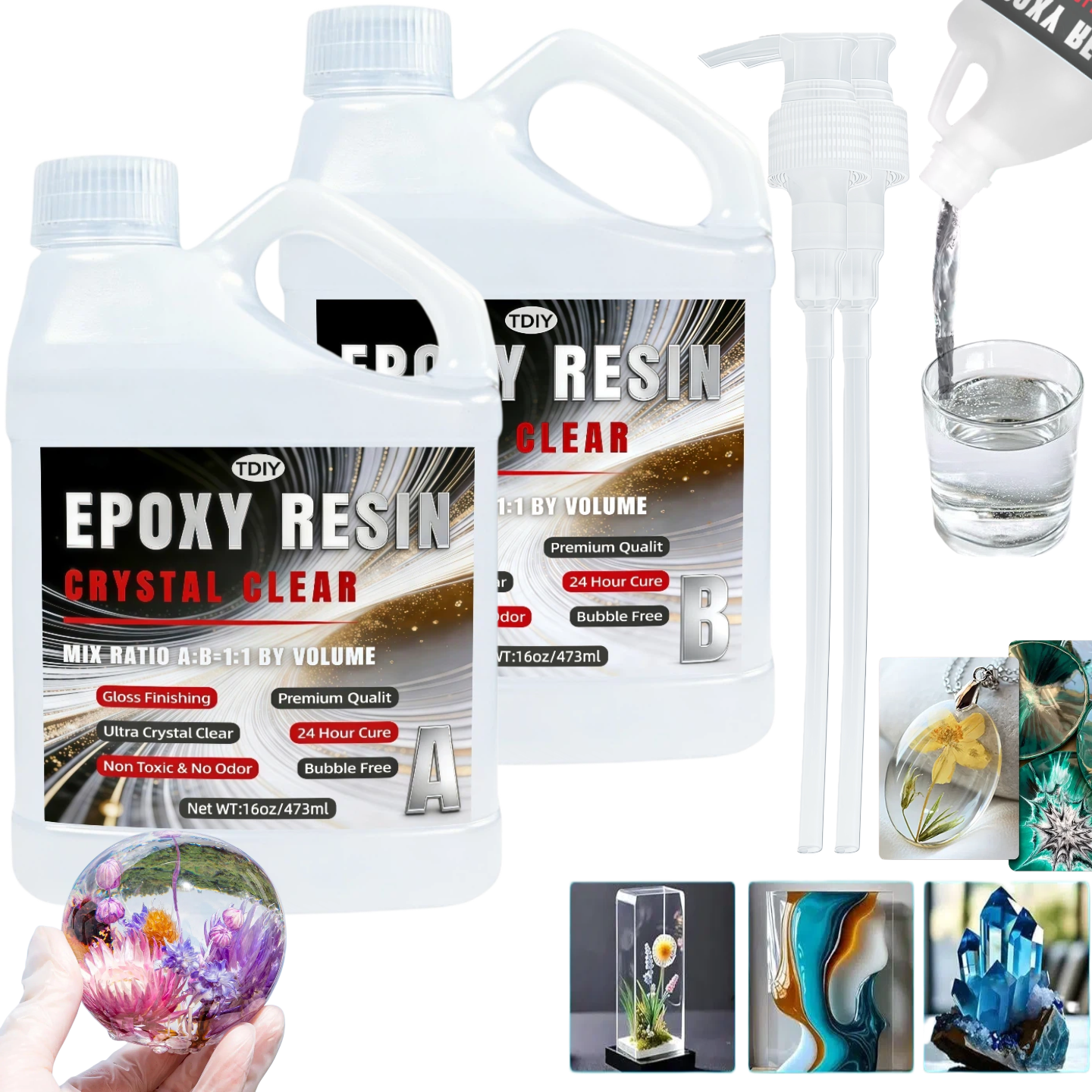 Resin Art Kit For Beginners - Zestaw żywicy epoksydowej 1:1 Crystal Clear,