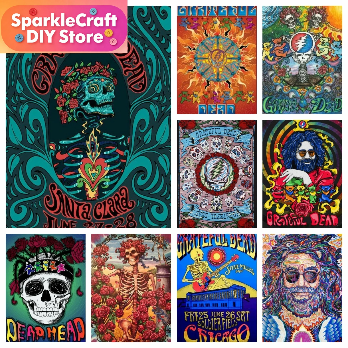 Resin Art Of Rose - 5D DIY Diamentowe Malowanie Grateful Dead