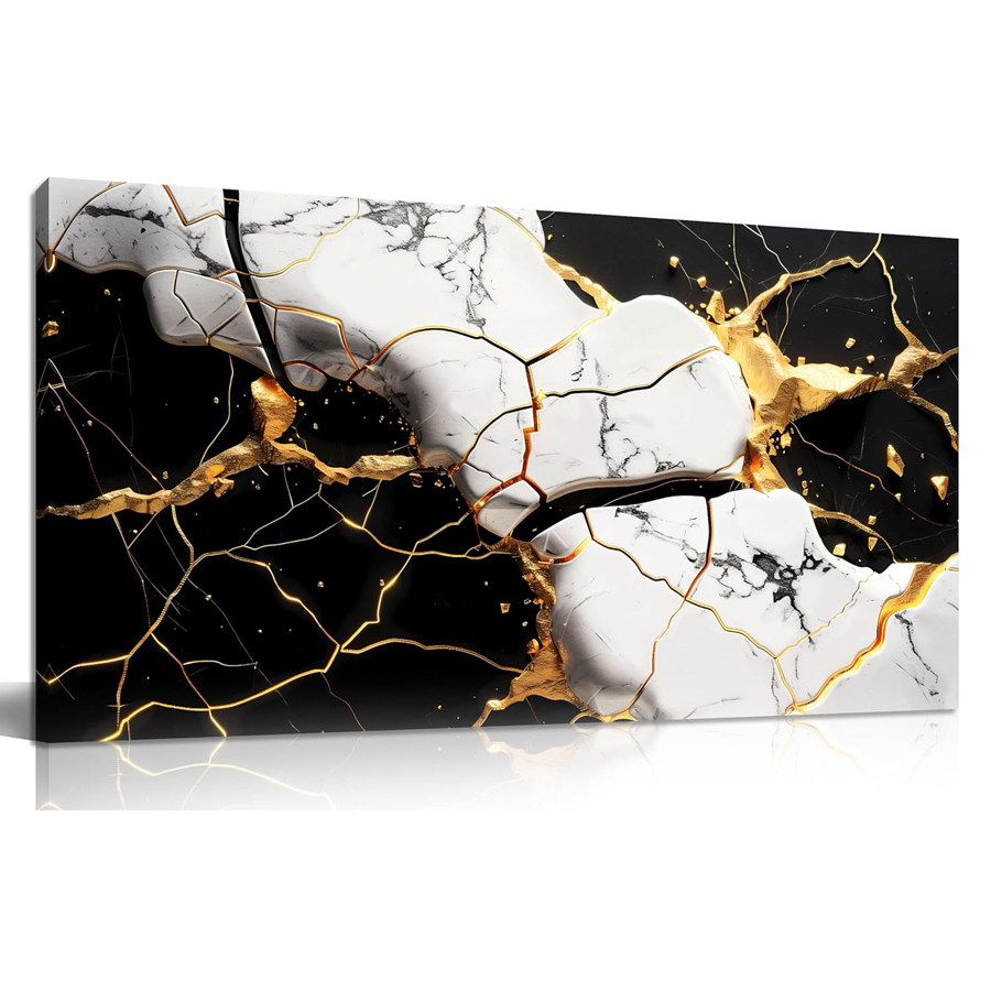 Resin Art Images - Czarno-złota tekstura abstrakcyjny obraz ścienny sztuka