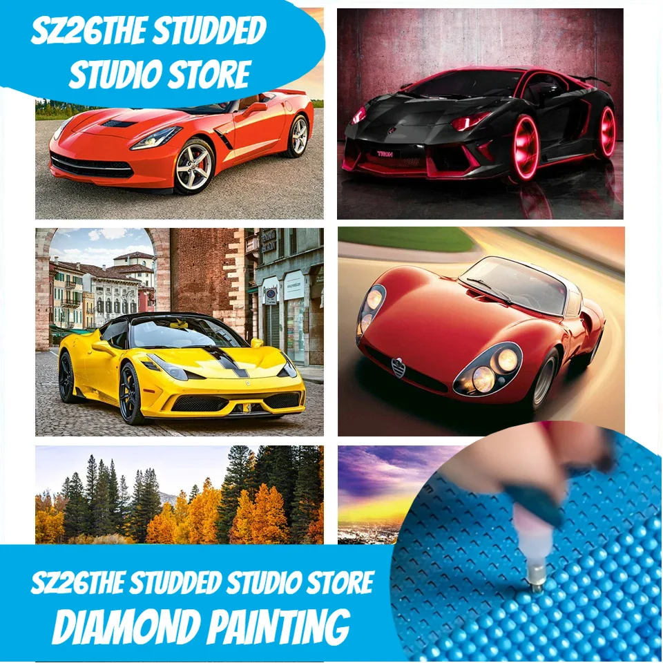 Resin Art Images - Sz26 Obraz diamentowy z aplikacjami Lamborghini