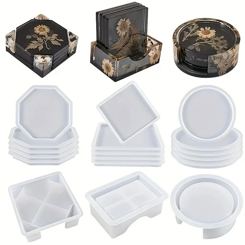 Resin Art Kit For Beginners - Zestaw form do żywicy Coaster zawiera