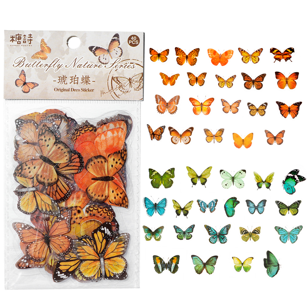 Resin Art Sticker - 40 sztuk kolorowe skrzydła motyla naklejki