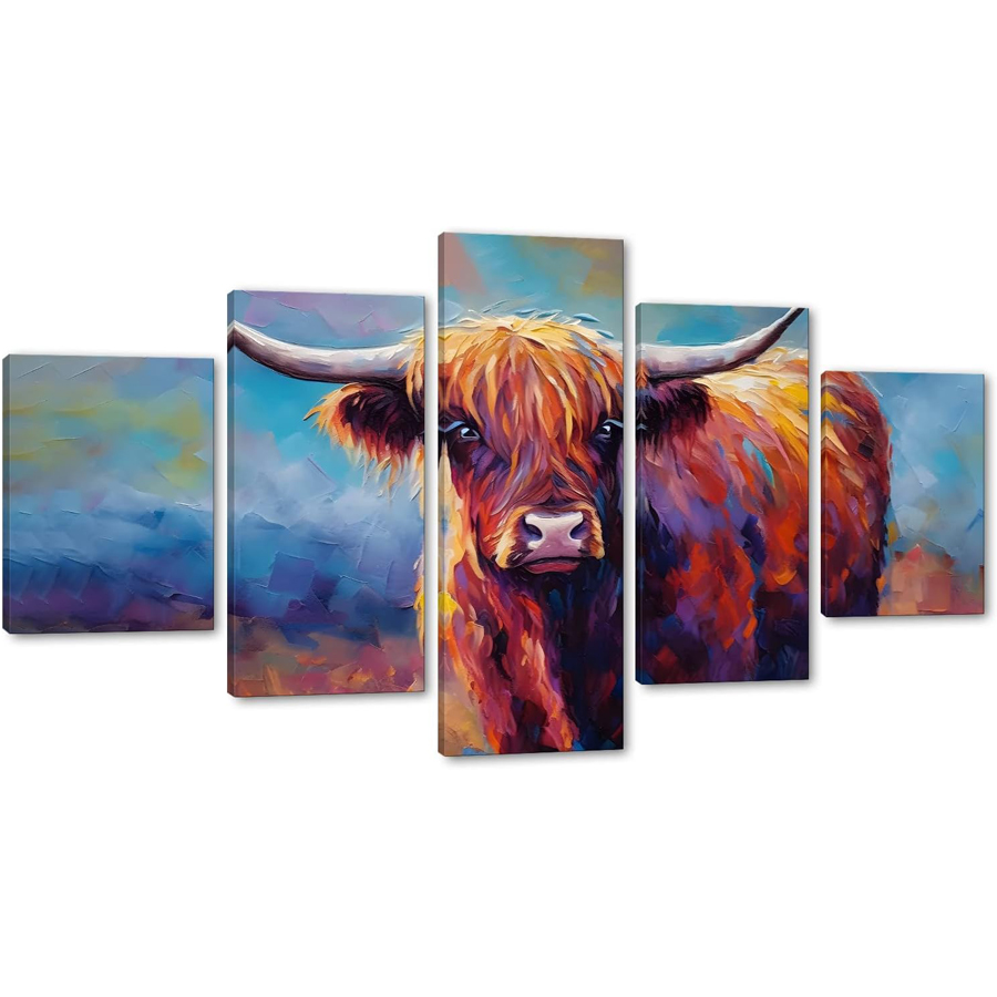 Resin Art Images - 5 obrazów krowy rasy Highland diamentowe