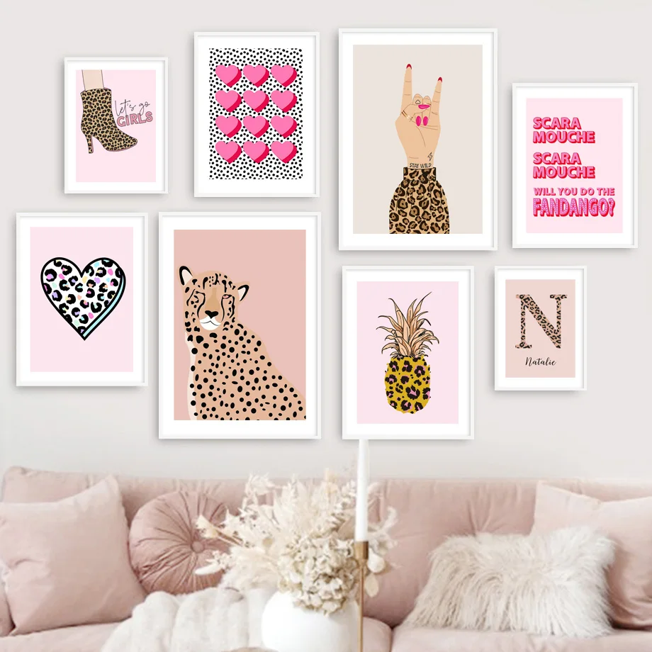Resin Art Name - Nordycka Abstrakcyjna Sztuka Ścienna Różowy Leopard