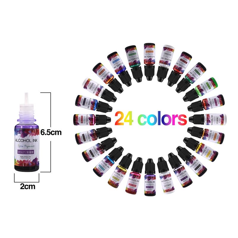 24 kolor/zestaw 10ml żywica Pi – Resin Pigment Alcohol Ink recenzja i cena