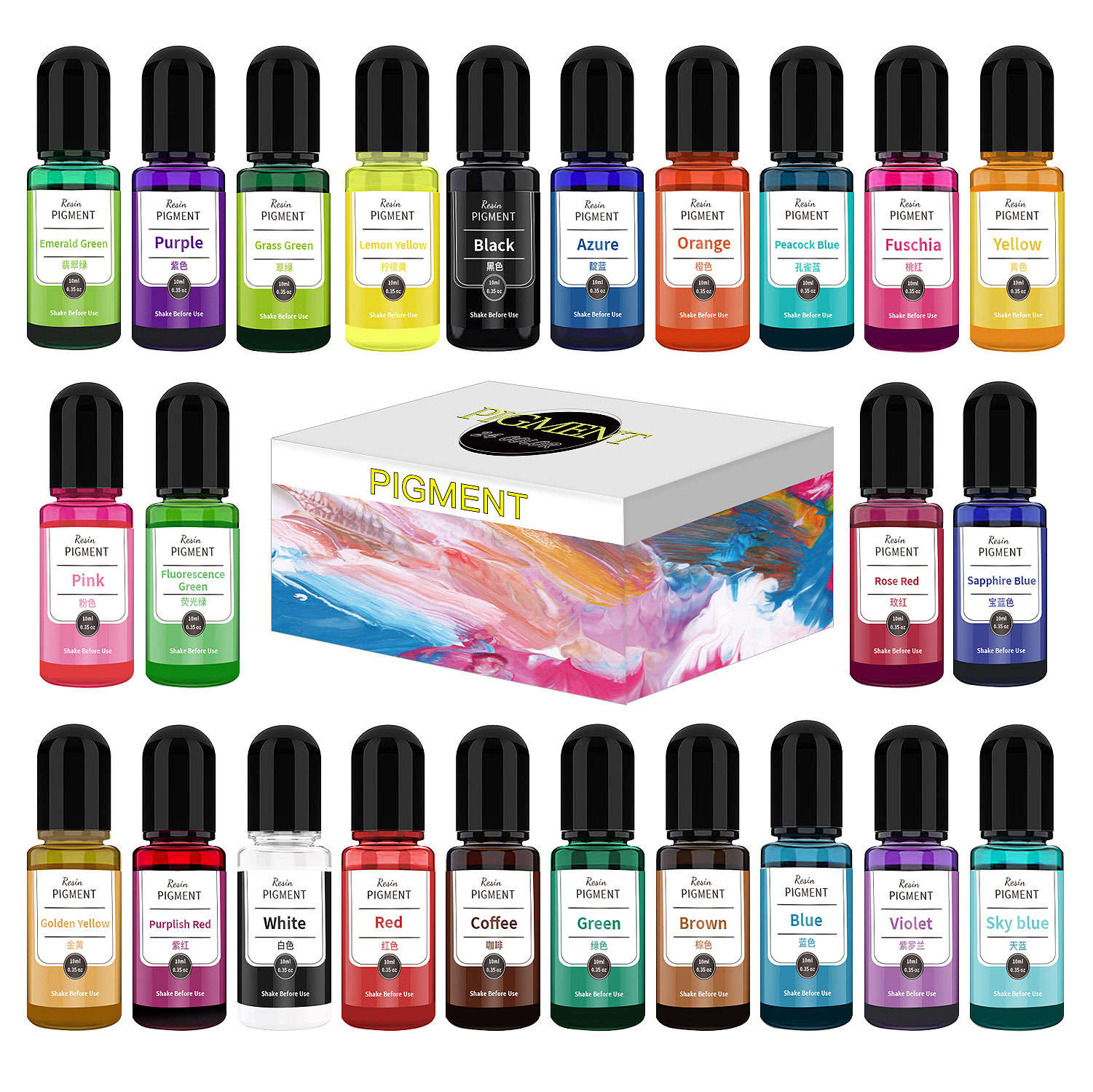 24/30 kolorów Zestaw 10ml Żywi – Resin Pigment Alcohol Ink recenzja i cena