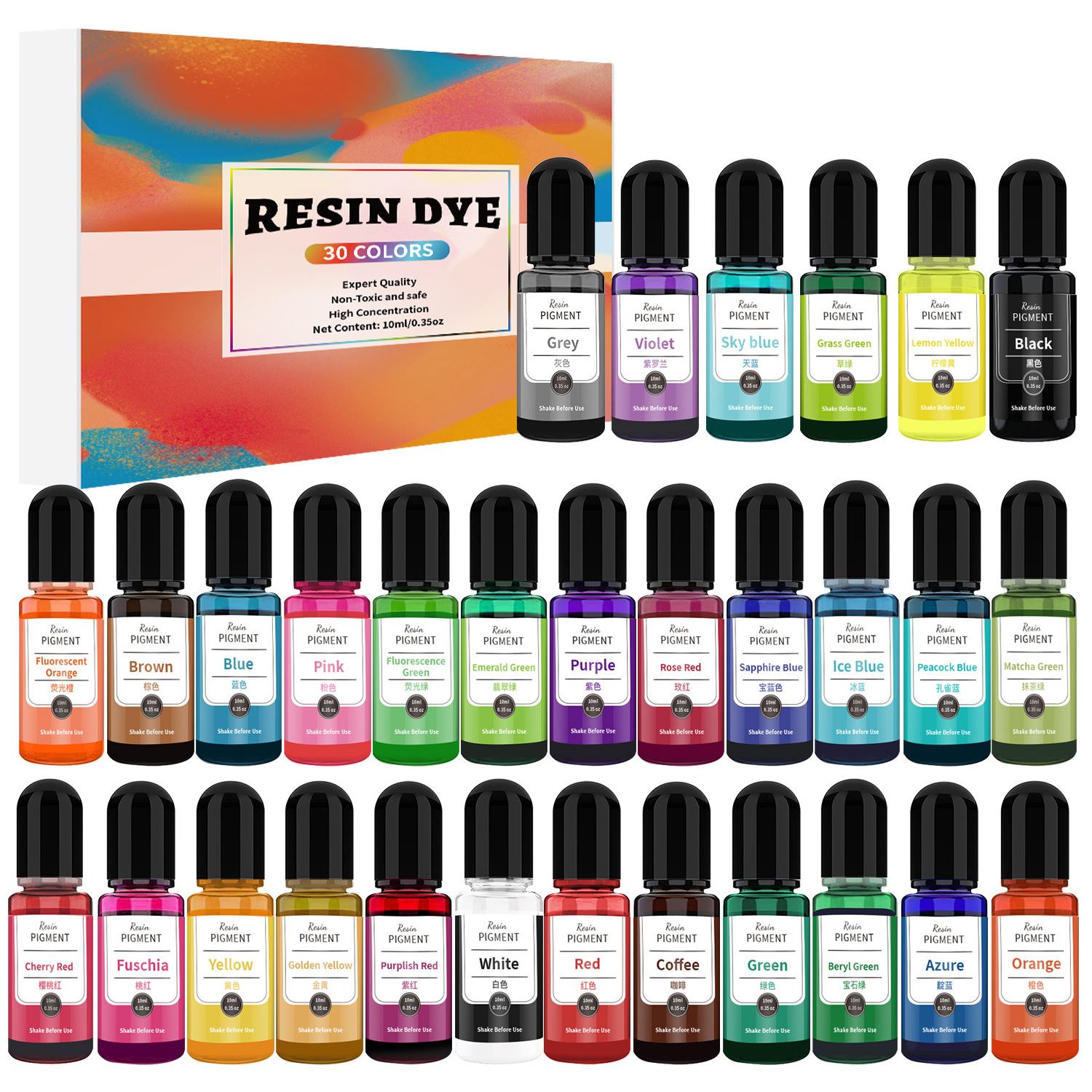 24/30 kolorów Zestaw 10ml Żywi – Resin Pigment Alcohol Ink recenzja i cena